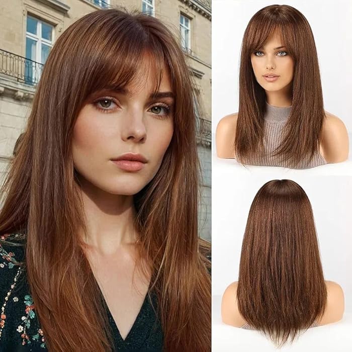 DILLARDS Shoulder Length Middle Part Synthetic Soft Wavy Wig Brown - Image 2